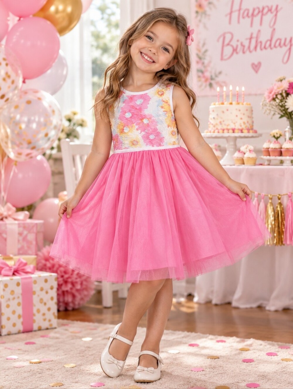 Marmellata Girls Dress Size 6 – Pink Tulle Party Dress